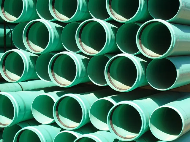 green, plastic, nature, pipes, culvert, water, sewage, pipe. Handling a supplier's proposed material substitution